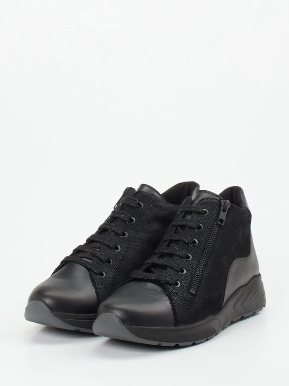 Solidus – Stiefelette aus geprägtem Leder schwarz