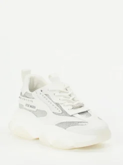 Steve Madden – Chunky Sneaker aus Metallicleder weiß