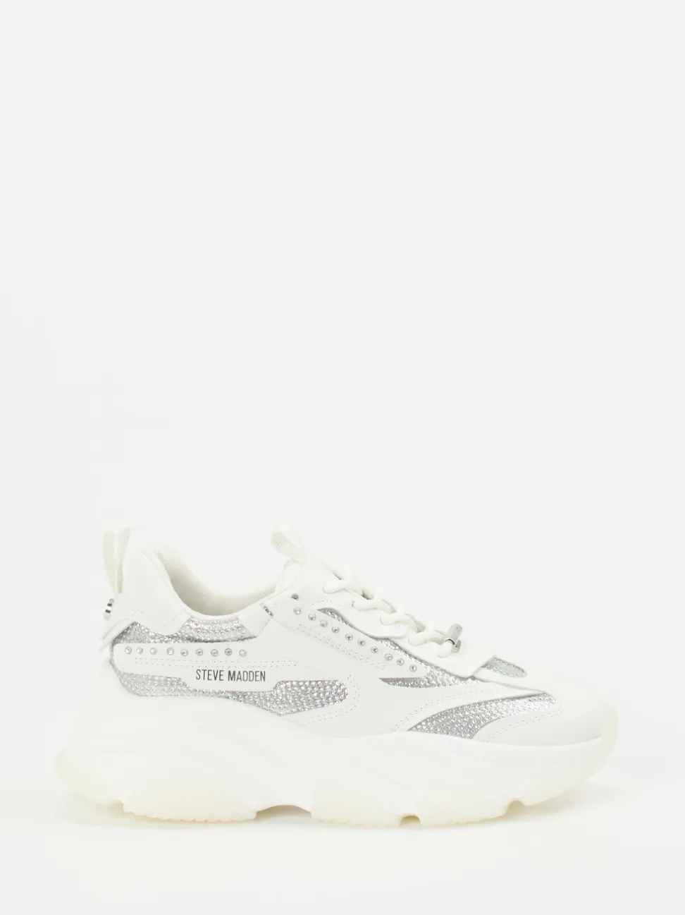 Steve Madden – Chunky Sneaker aus Metallicleder weiß