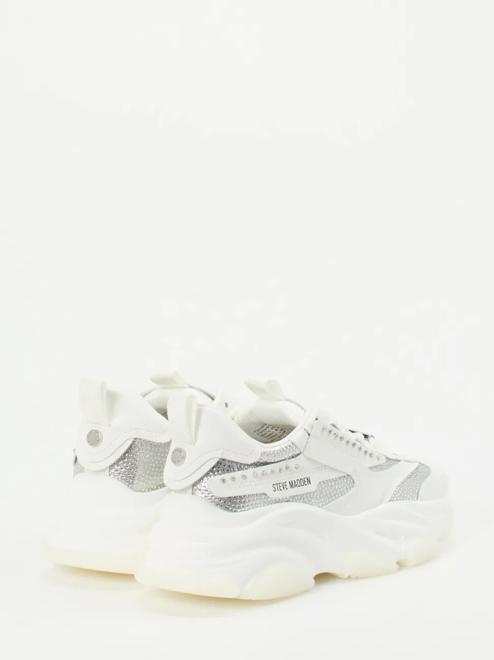 Steve Madden – Chunky Sneaker aus Metallicleder weiß