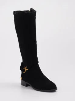 Steve Madden – Kniehohe Stiefel aus Veloursleder schwarz