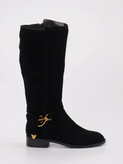 Steve Madden – Kniehohe Stiefel aus Veloursleder schwarz