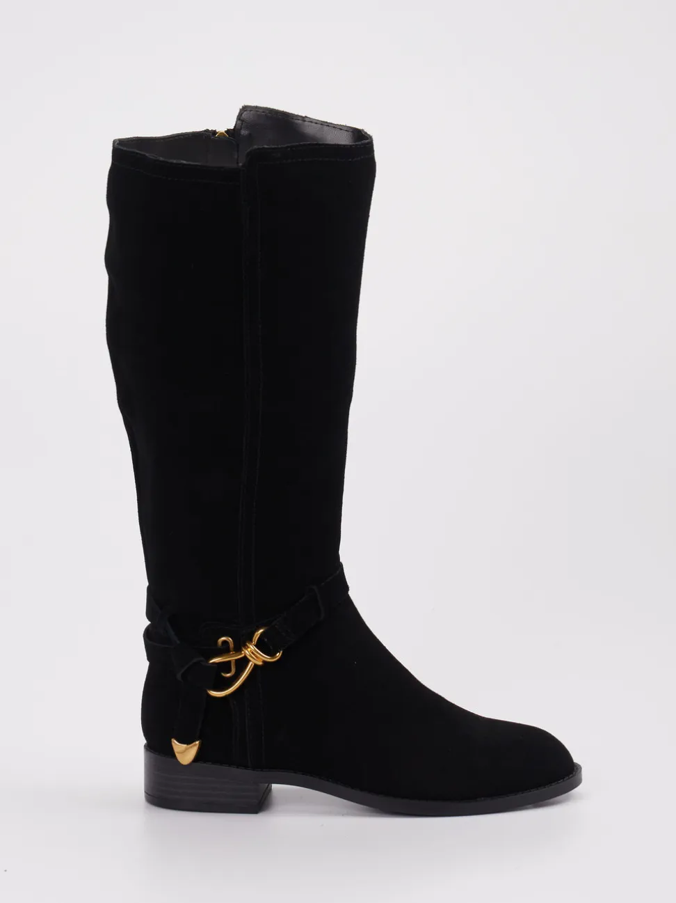 Steve Madden – Kniehohe Stiefel aus Veloursleder schwarz
