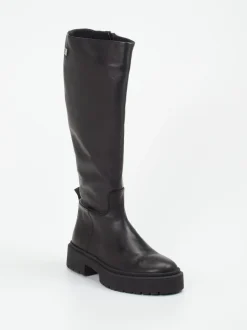 Steve Madden – Kniehohe Stiefel aus Glattleder Schwarz
