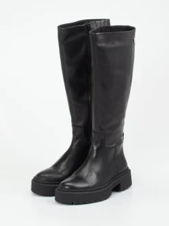 Steve Madden – Kniehohe Stiefel aus Glattleder Schwarz