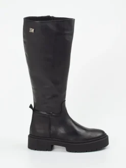 Steve Madden – Kniehohe Stiefel aus Glattleder Schwarz