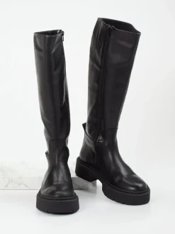 Steve Madden – Kniehohe Stiefel aus Glattleder Schwarz