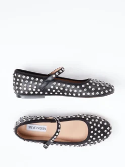 Steve Madden – Mary Jane Flats aus Lederimitat Schwarz