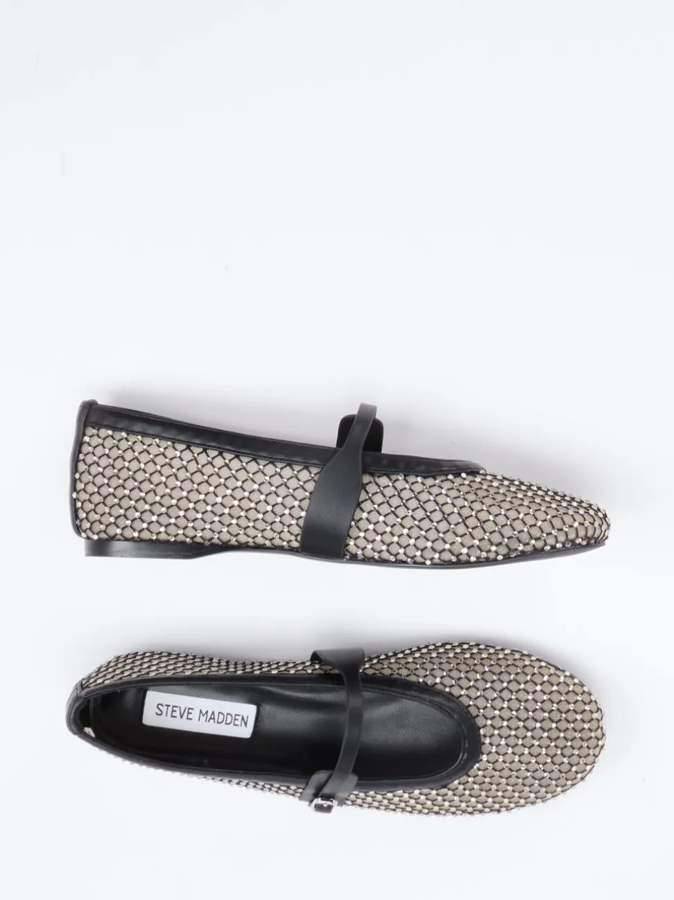 Steve Madden – Mary Jane Flats aus Netzspitze Schwarz