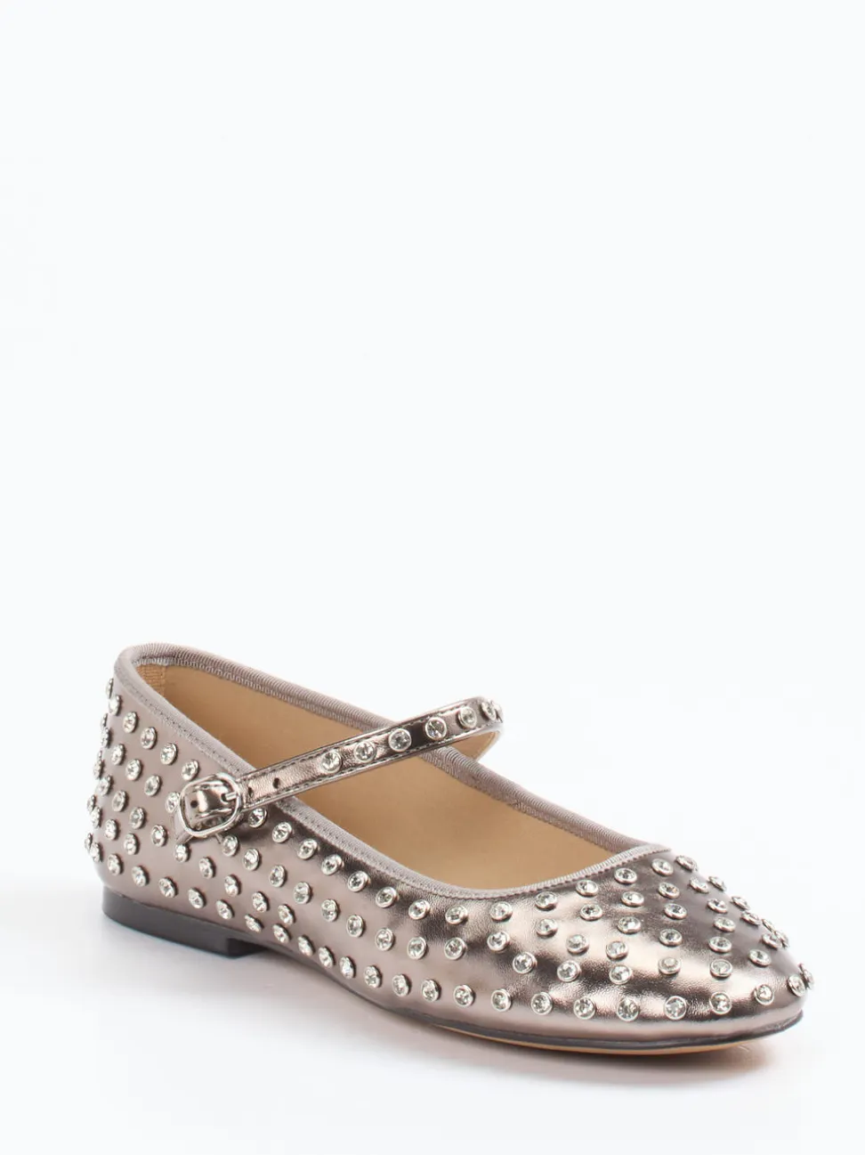 Steve Madden – Mary Janes aus Lederimitat Metallic-Taupe