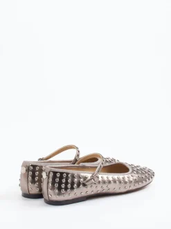 Steve Madden – Mary Janes aus Lederimitat Metallic-Taupe