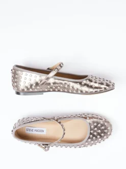 Steve Madden – Mary Janes aus Lederimitat Metallic-Taupe