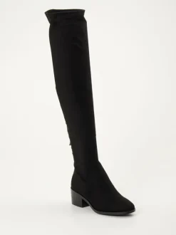Steve Madden – Overknee-Stiefel aus Stretchvelours Schwarz