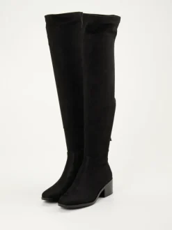 Steve Madden – Overknee-Stiefel aus Stretchvelours Schwarz