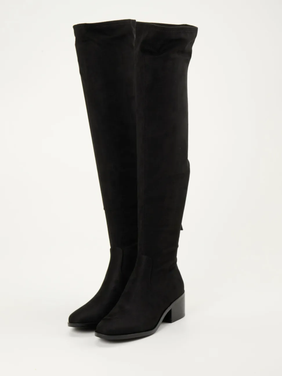 Steve Madden – Overknee-Stiefel aus Stretchvelours Schwarz