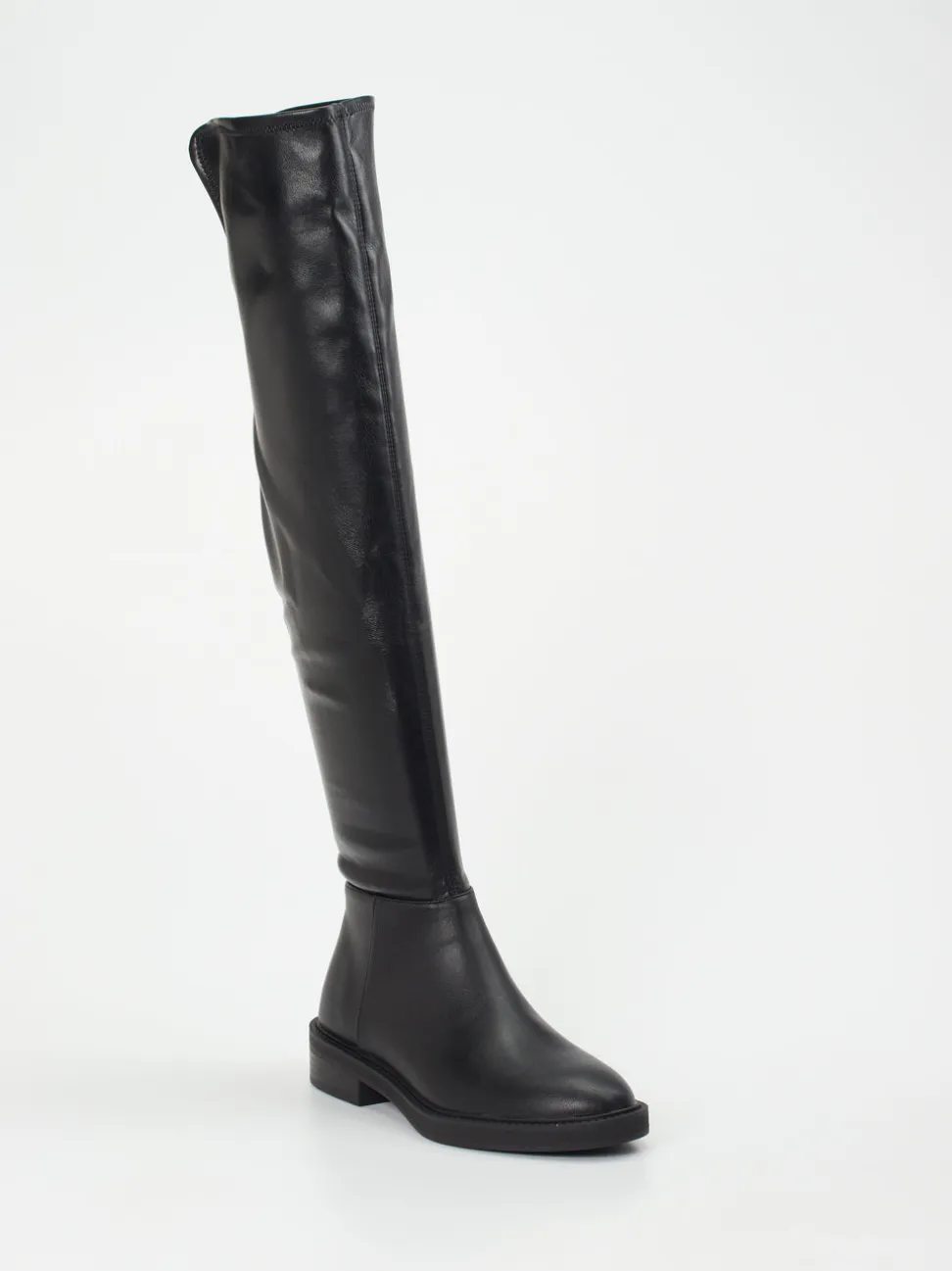 Steve Madden – Overknee-Stiefel aus veganem Glattleder Schwarz
