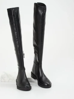 Steve Madden – Overknee-Stiefel aus veganem Glattleder Schwarz