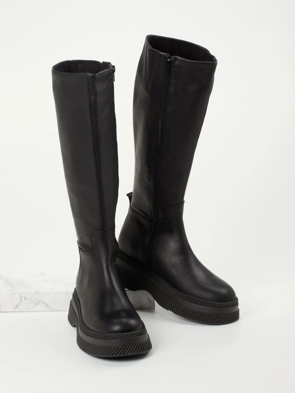 Steve Madden – Plateau-Stiefel aus Kalbleder schwarz