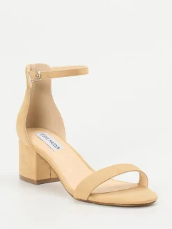 Steve Madden – Sandalen aus Veloursleder in Beige