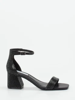 Steve Madden – Sandaletten aus Metallicleder Schwarz