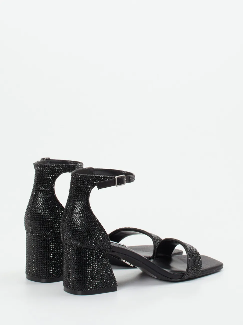 Steve Madden – Sandaletten aus Metallicleder Schwarz