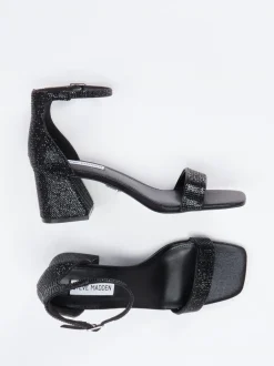 Steve Madden – Sandaletten aus Metallicleder Schwarz