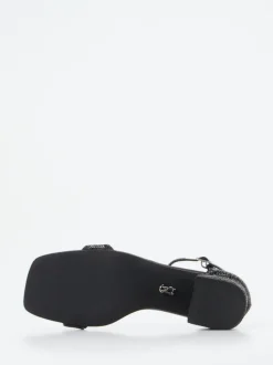 Steve Madden – Sandaletten aus Metallicleder Schwarz