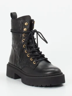 Steve Madden – Schnürboots aus Leder in Schwarz