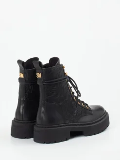 Steve Madden – Schnürboots aus Leder in Schwarz