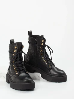 Steve Madden – Schnürboots aus Leder in Schwarz