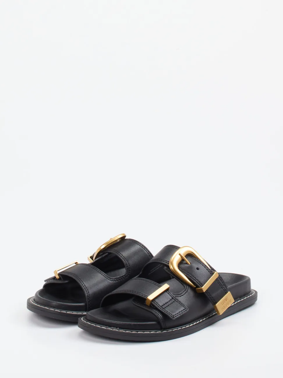 Steve Madden – Slides aus Synthetikleder Schwarz Gold
