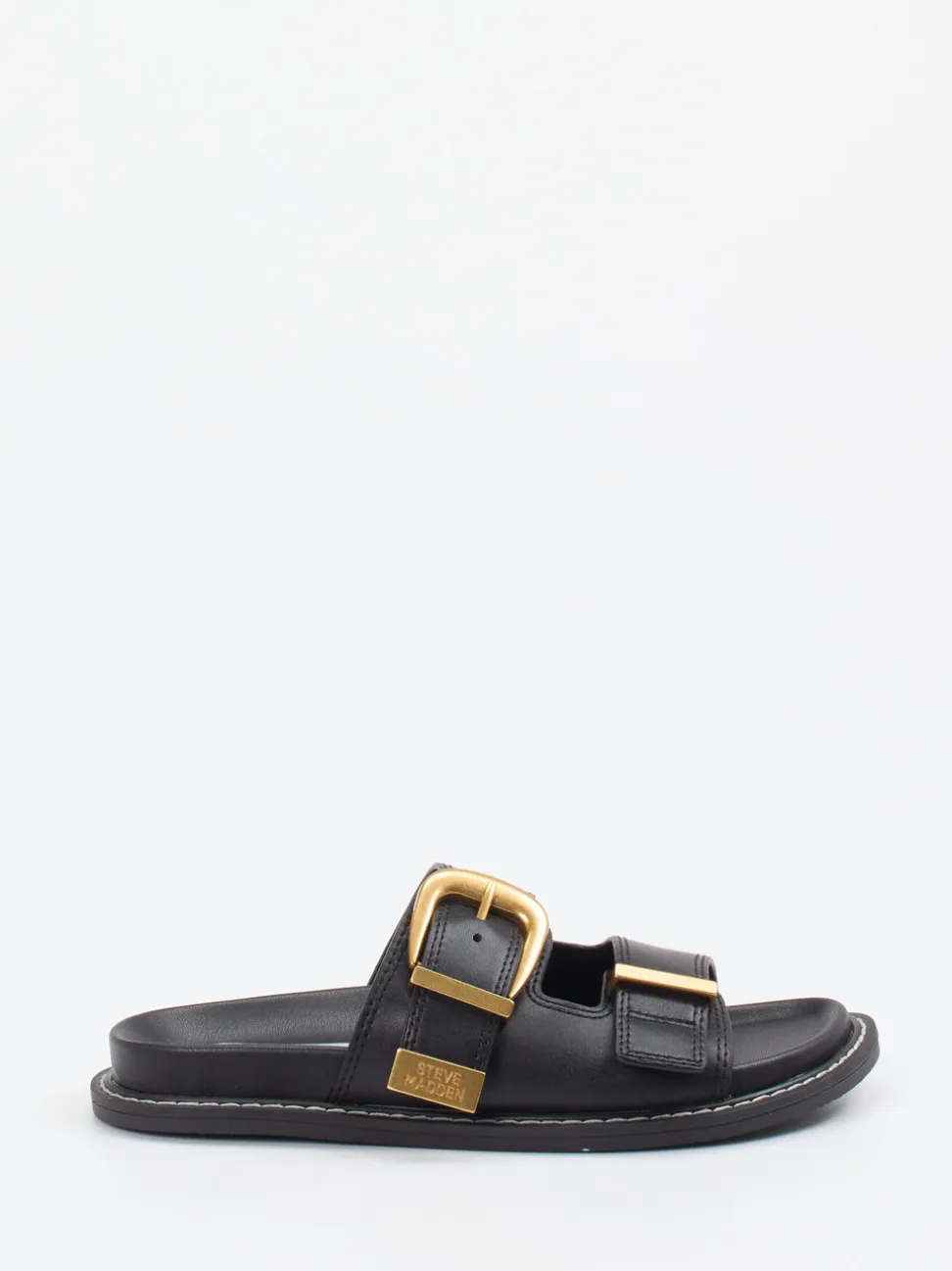 Steve Madden – Slides aus Synthetikleder Schwarz Gold