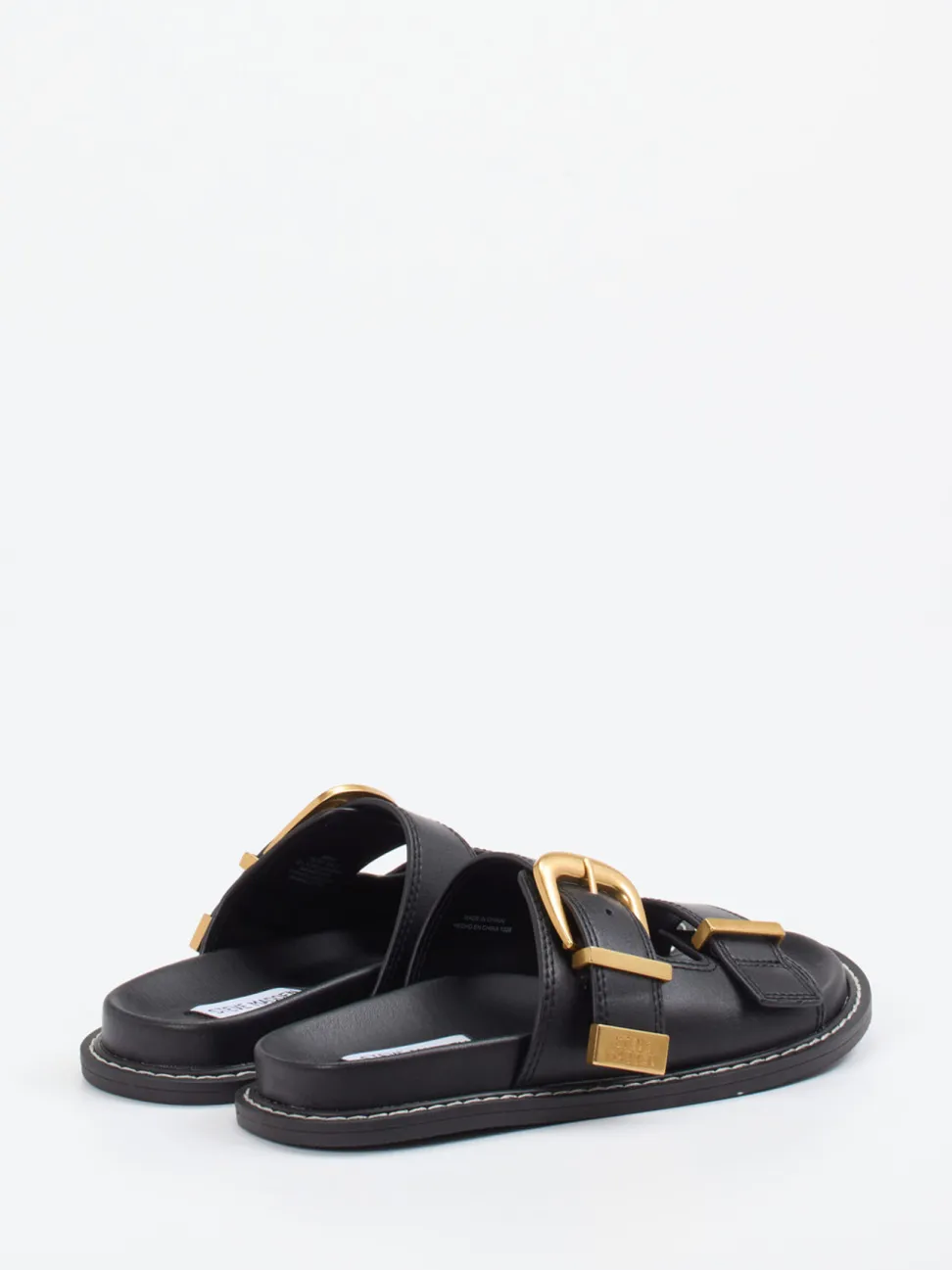 Steve Madden – Slides aus Synthetikleder Schwarz Gold