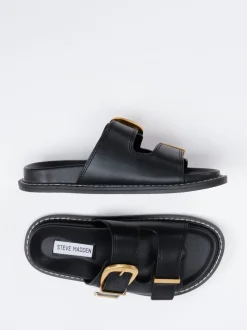 Steve Madden – Slides aus Synthetikleder Schwarz Gold