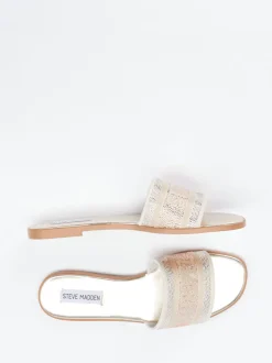 Steve Madden – Slides aus Textil mit Glitzerbesatz