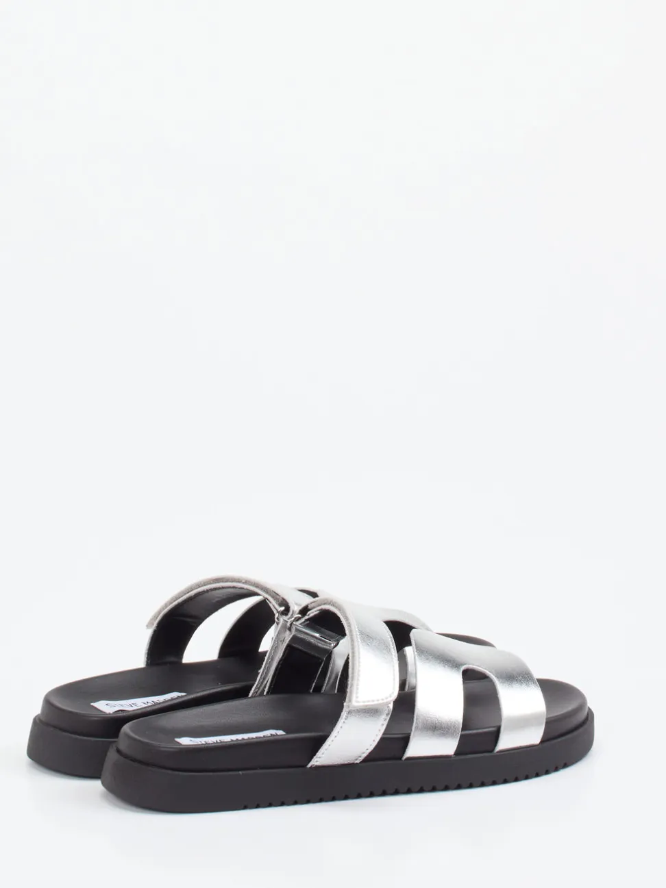 Steve Madden – Slides aus Synthetikleder in Silber