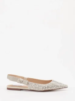 Steve Madden – Slingback-Ballerinas aus Textil in Silber
