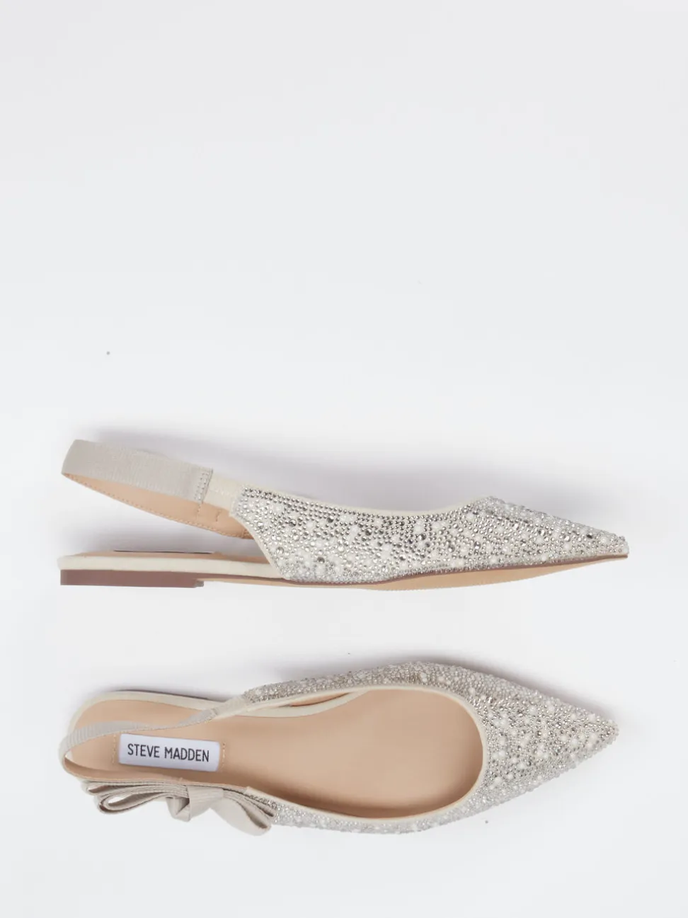 Steve Madden – Slingback-Ballerinas aus Textil in Silber
