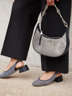 Steve Madden – Slingback-Pumps aus Textil mit Strassbesatz