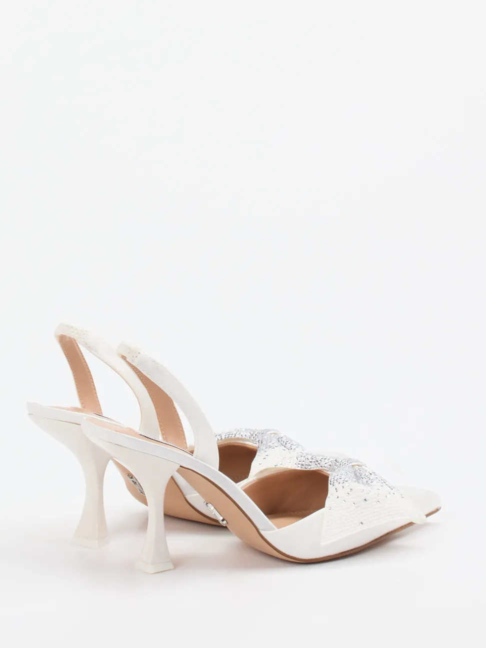 Steve Madden – Slingpumps aus Textil in Satinoptik Weiß