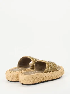 Strategia – Plateau-Sandale aus Metallic mit Bastoptik
