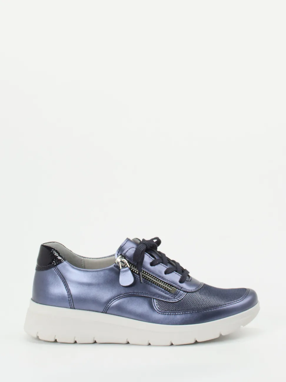 Stuppy – Komfort-Sneaker aus Stretchleder metallicblau