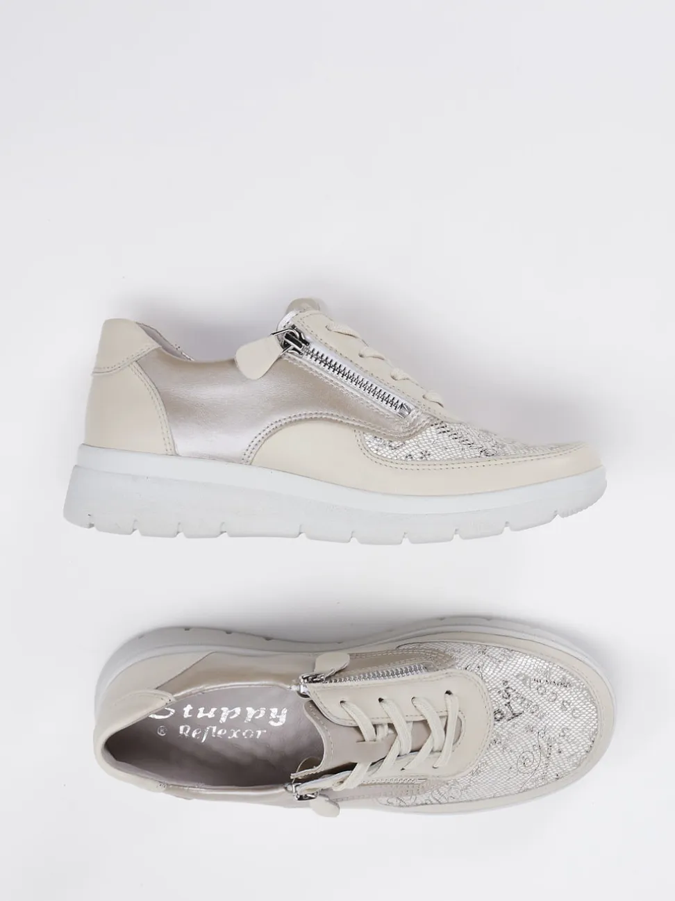 Stuppy – Komfort-Sneaker aus Stretchleder beige