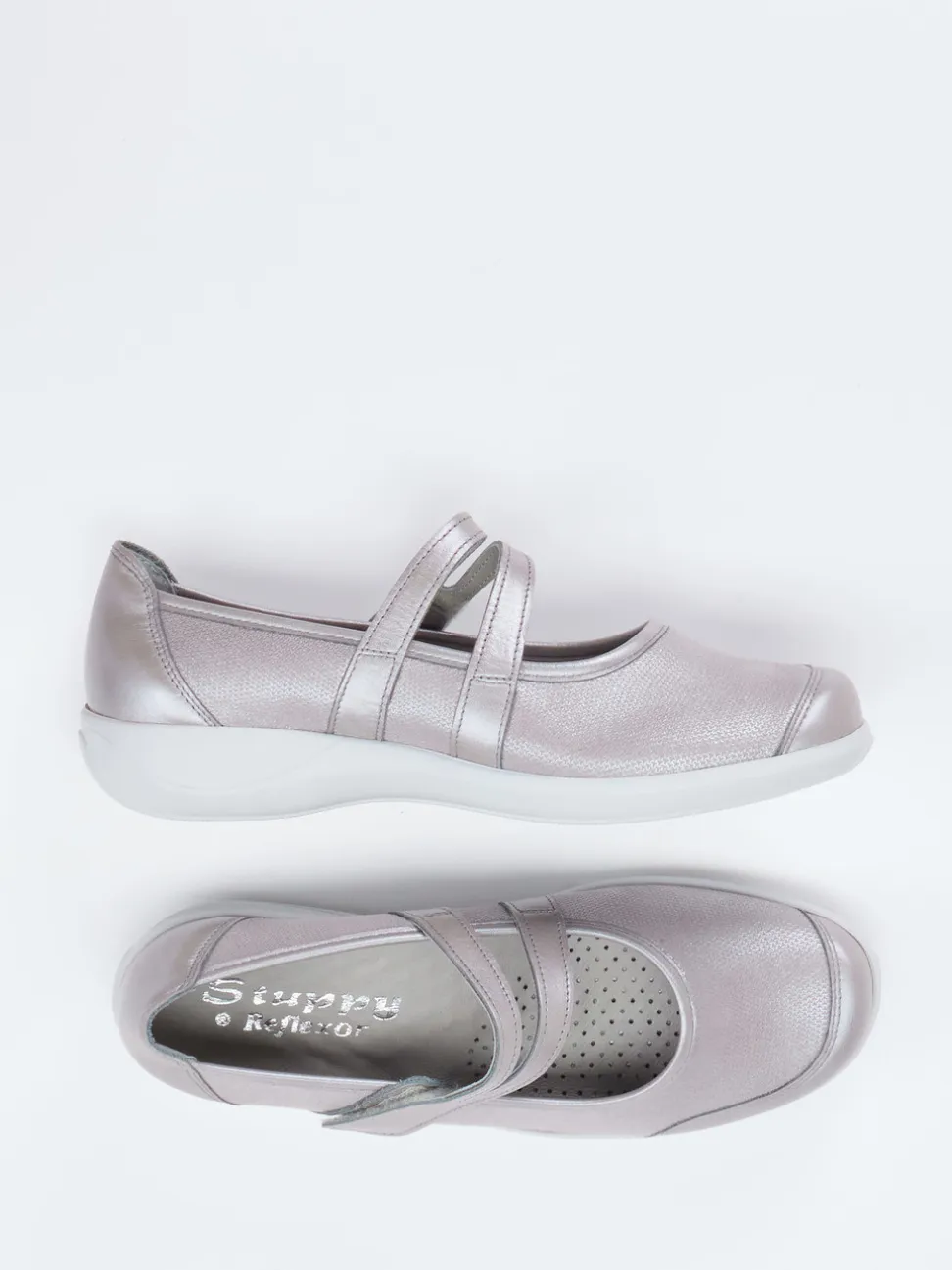 Stuppy – Mary Jane aus Stretch mit Metallic-Finish
