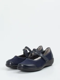 Stuppy – Mary Jane aus Velours- und Glattleder blau