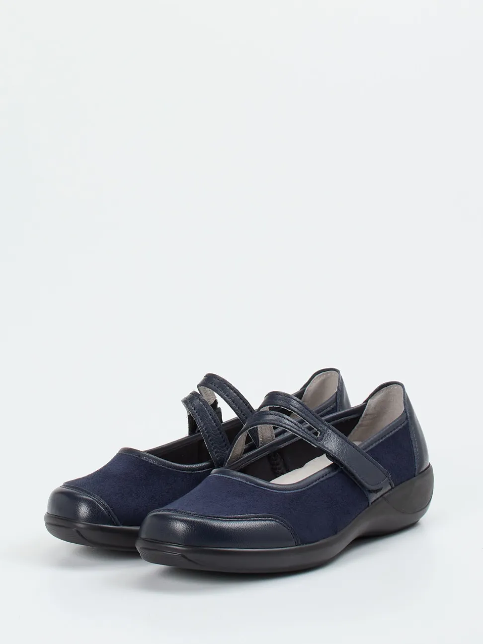 Stuppy – Mary Jane aus Velours- und Glattleder blau