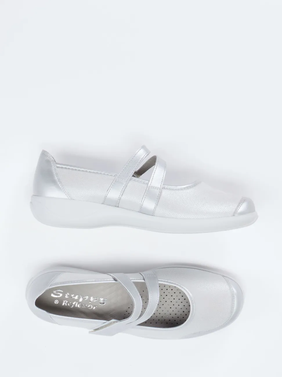 Stuppy – Mary Jane Ballerina aus Stretch in Silber