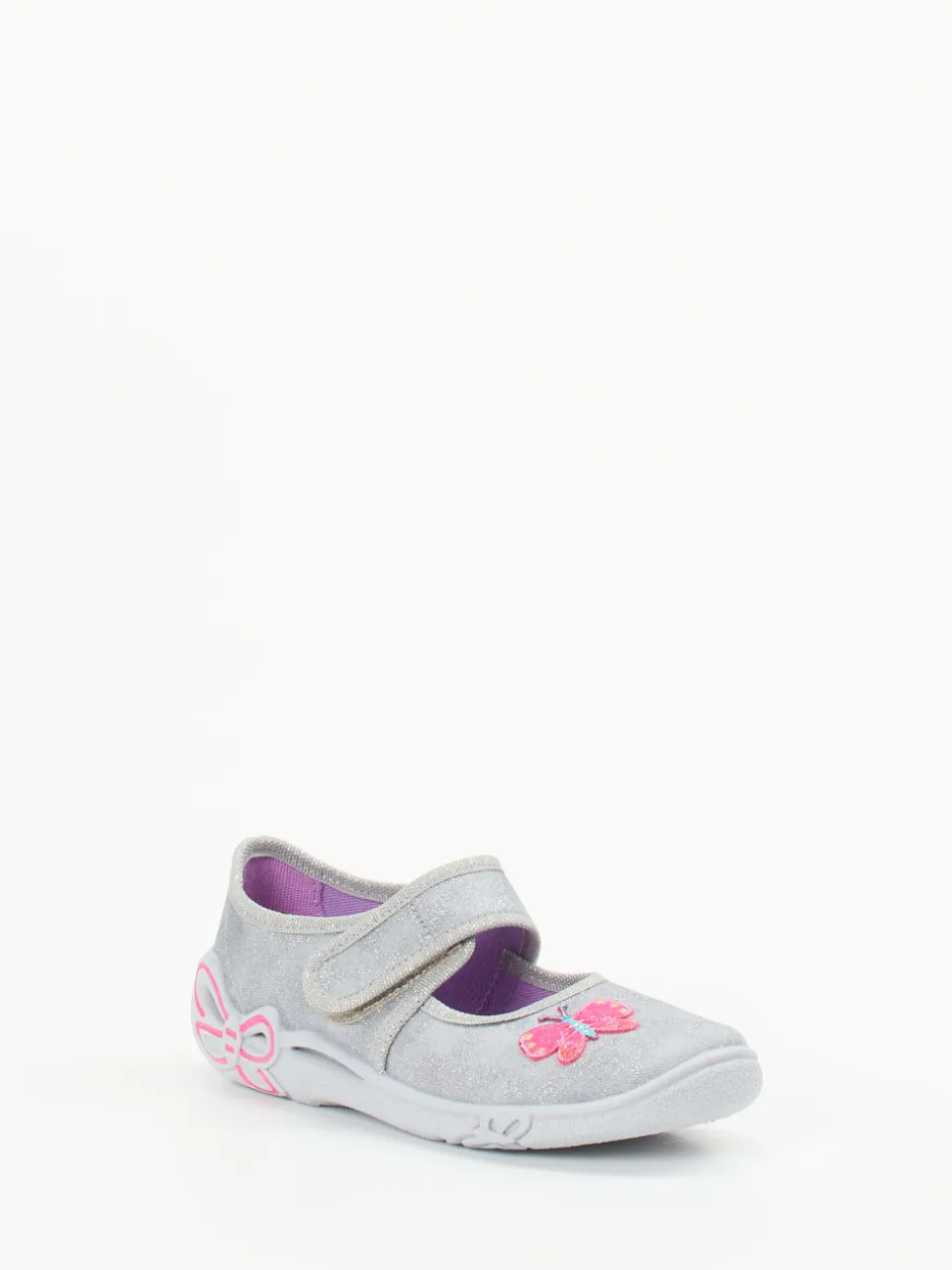 Superfit – Ballerina-Hausschuh aus Textil silbergrau