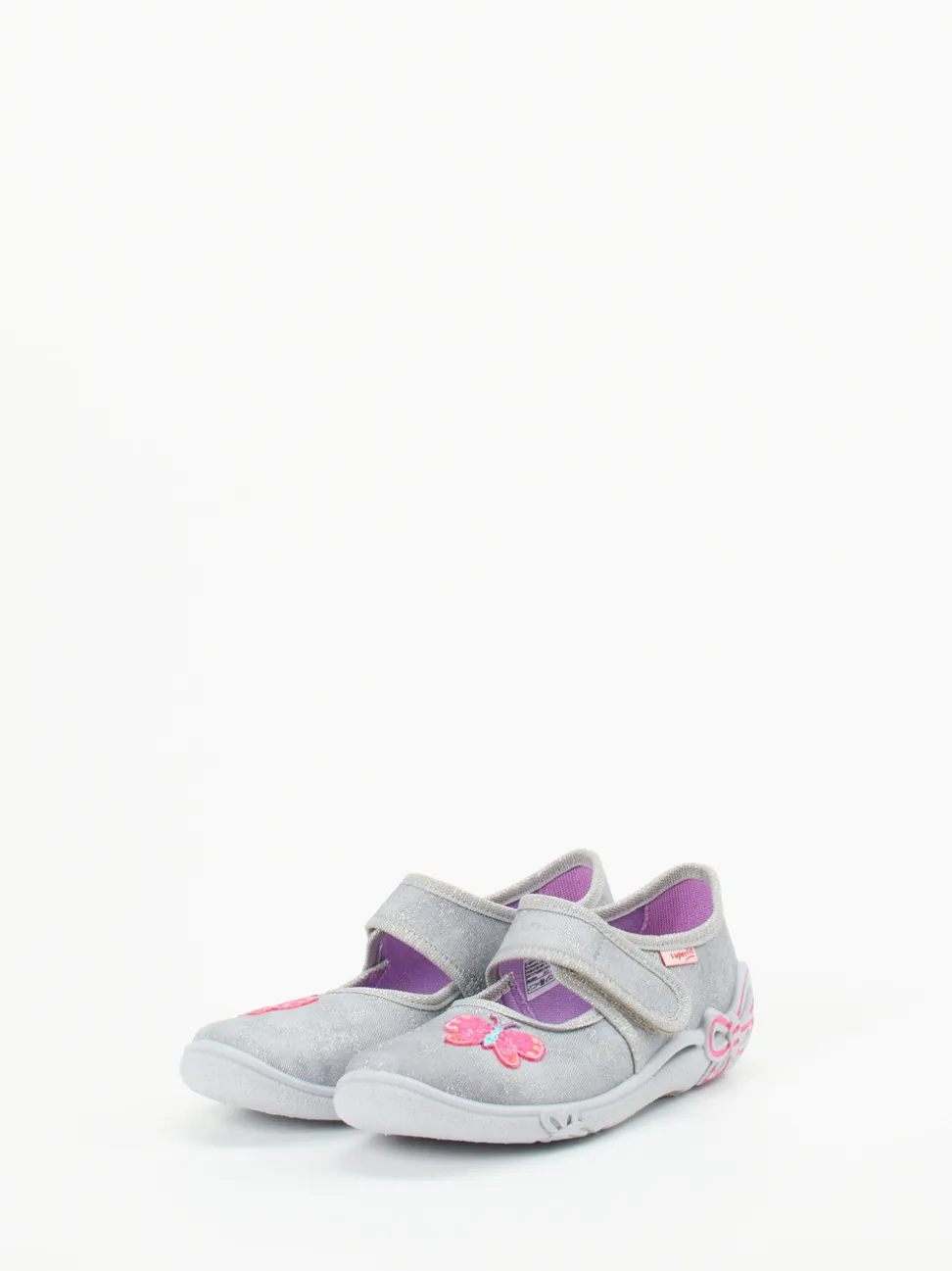 Superfit – Ballerina-Hausschuh aus Textil silbergrau