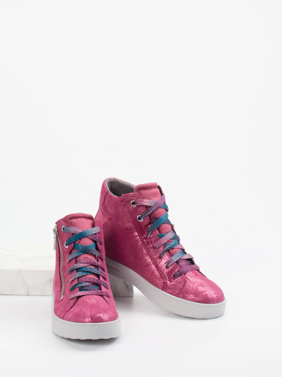 Superfit – High-Top-Sneaker aus Veloursleder pink